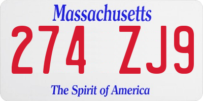 MA license plate 274ZJ9