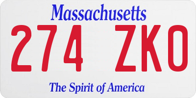 MA license plate 274ZK0