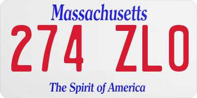 MA license plate 274ZL0