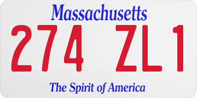 MA license plate 274ZL1