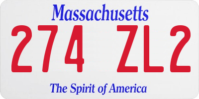 MA license plate 274ZL2