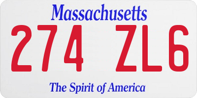 MA license plate 274ZL6