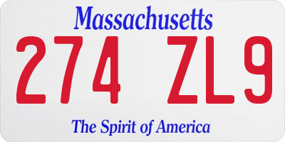 MA license plate 274ZL9