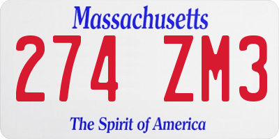 MA license plate 274ZM3