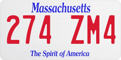 MA license plate 274ZM4