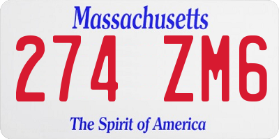 MA license plate 274ZM6