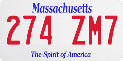 MA license plate 274ZM7