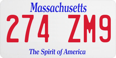 MA license plate 274ZM9