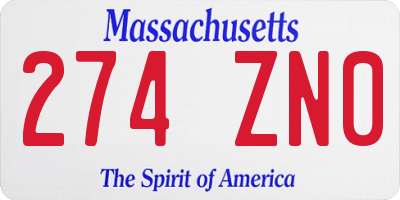 MA license plate 274ZN0