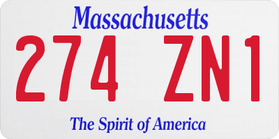 MA license plate 274ZN1