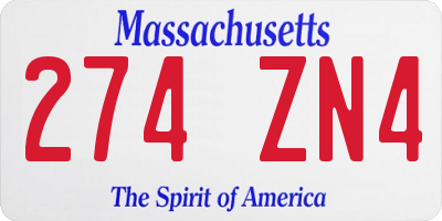 MA license plate 274ZN4