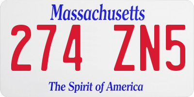 MA license plate 274ZN5