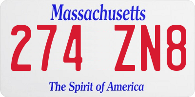 MA license plate 274ZN8