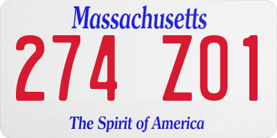 MA license plate 274ZO1
