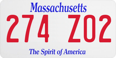 MA license plate 274ZO2