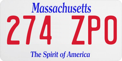MA license plate 274ZP0