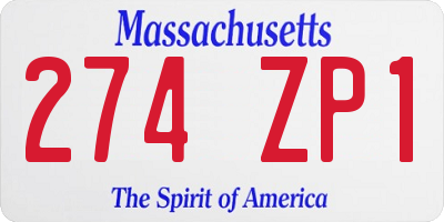 MA license plate 274ZP1