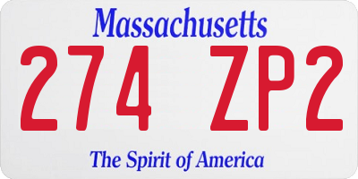 MA license plate 274ZP2