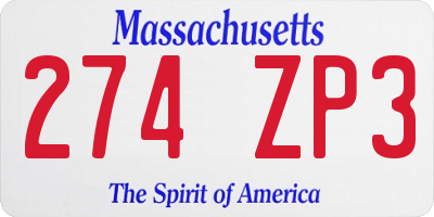 MA license plate 274ZP3