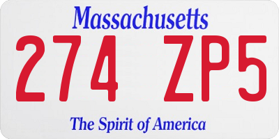MA license plate 274ZP5