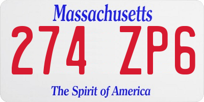 MA license plate 274ZP6