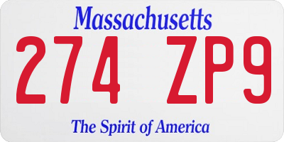MA license plate 274ZP9