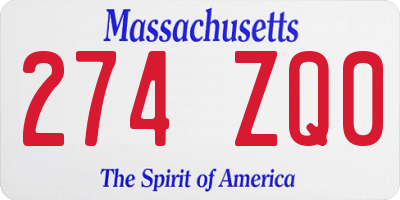 MA license plate 274ZQ0