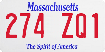 MA license plate 274ZQ1