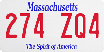 MA license plate 274ZQ4