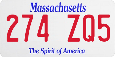 MA license plate 274ZQ5