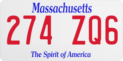 MA license plate 274ZQ6