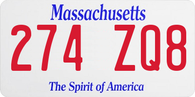 MA license plate 274ZQ8