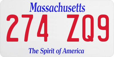MA license plate 274ZQ9