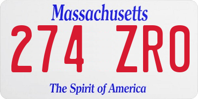 MA license plate 274ZR0