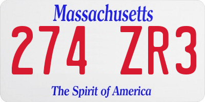 MA license plate 274ZR3
