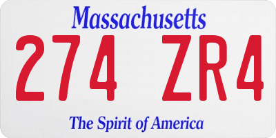 MA license plate 274ZR4