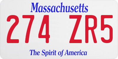 MA license plate 274ZR5