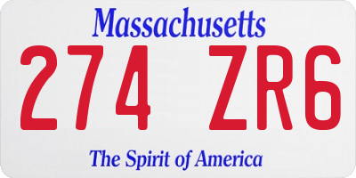 MA license plate 274ZR6