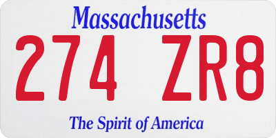 MA license plate 274ZR8