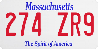 MA license plate 274ZR9