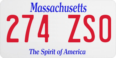 MA license plate 274ZS0