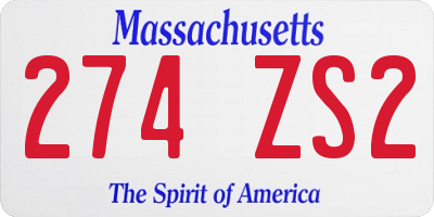 MA license plate 274ZS2