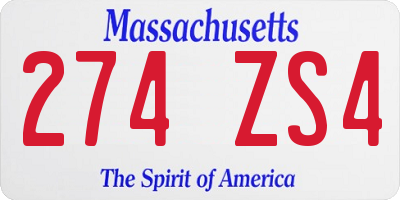 MA license plate 274ZS4