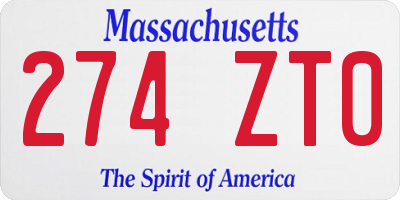 MA license plate 274ZT0
