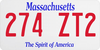 MA license plate 274ZT2
