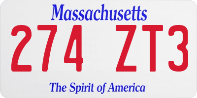 MA license plate 274ZT3