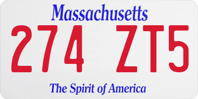 MA license plate 274ZT5