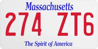 MA license plate 274ZT6