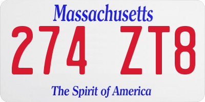 MA license plate 274ZT8