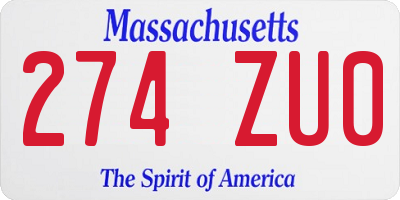 MA license plate 274ZU0